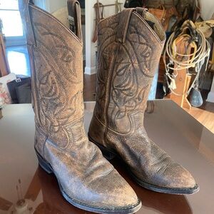 Frye Tan and Brown Leather Cowboy Boots Size 8.5 Women’s